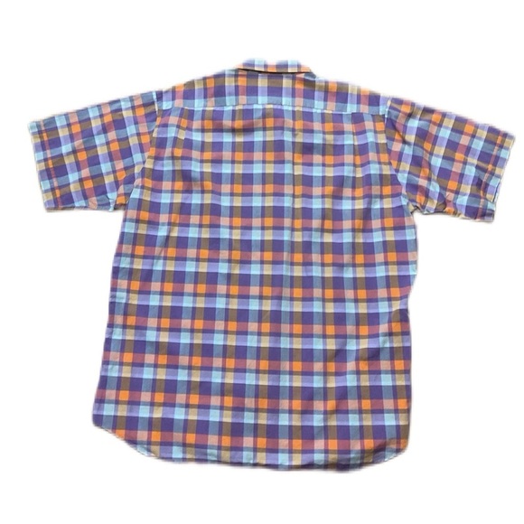 Thomas Dean Mens Blue Purple Plaid Button-Front Shirt Multicolor Checkered - Picture 2 of 5